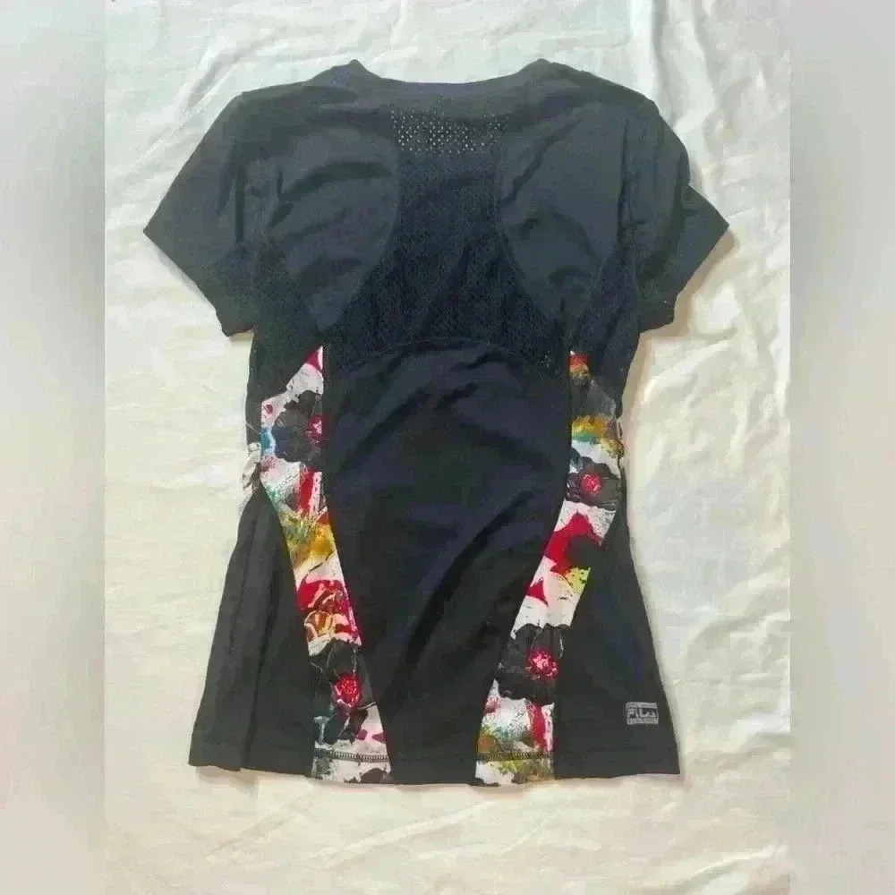 Fila Sport Women’s Workout Activewear Short Sleeve Shirt Size XS Black - Picture 6 of 6